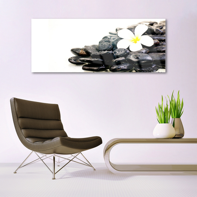 Foto in glas Bloemen stones art