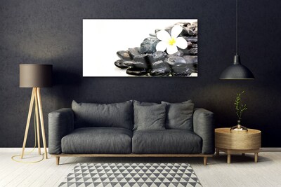 Foto in glas Bloemen stones art