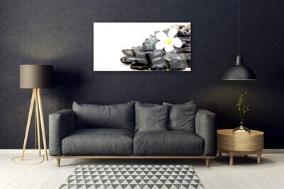 Foto in glas Bloemen stones art