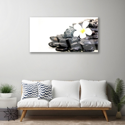 Foto in glas Bloemen stones art