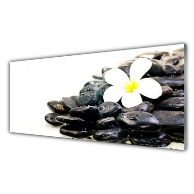 Foto in glas Bloemen stones art