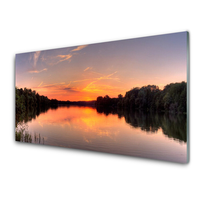 Foto in glas Lake forest landscape