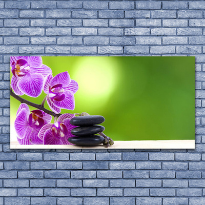 Foto in glas Orchideeën groene bloemen