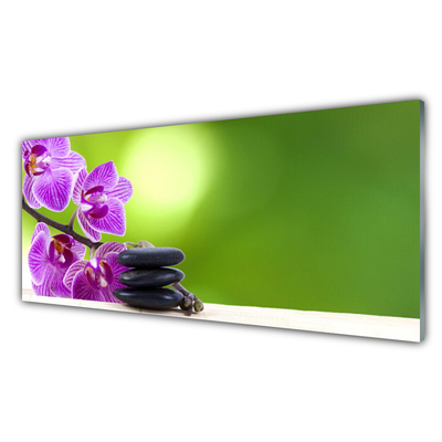 Foto in glas Orchideeën groene bloemen