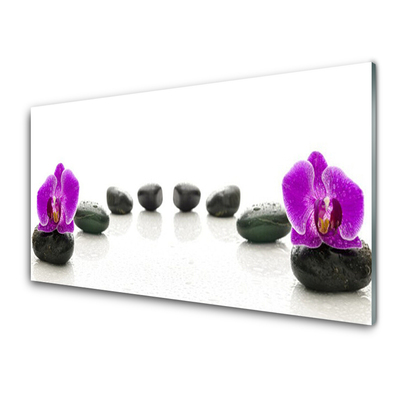 Foto in glas Orchideeënbloem kiezelstenen