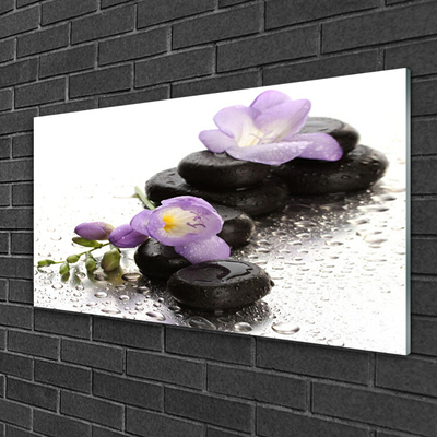 Glas foto Flower stones art