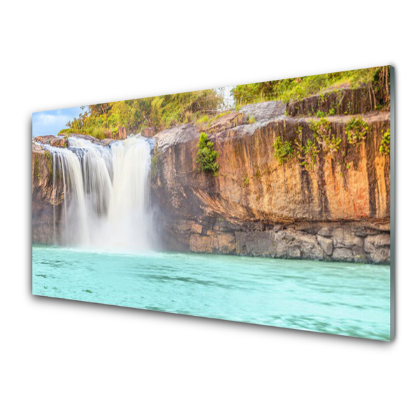 Glas foto Waterfall lake landscape