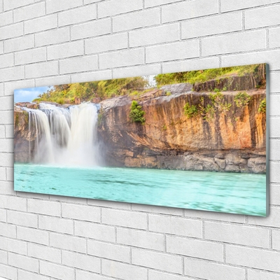 Glas foto Waterfall lake landscape