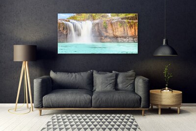 Glas foto Waterfall lake landscape