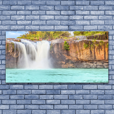 Glas foto Waterfall lake landscape