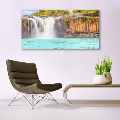 Glas foto Waterfall lake landscape