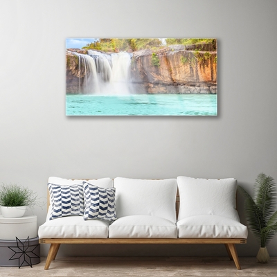 Glas foto Waterfall lake landscape