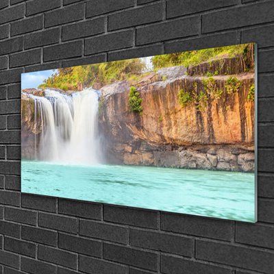 Glas foto Waterfall lake landscape