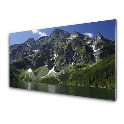 Glas foto Lake forest mountain landscape