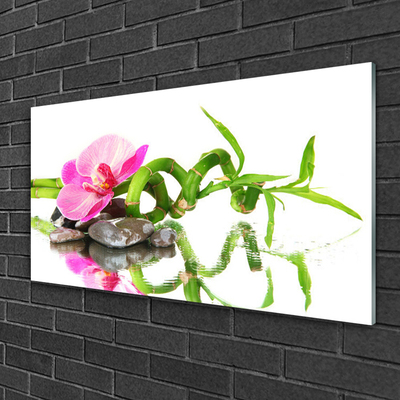 Glas foto Bamboo flower stones art