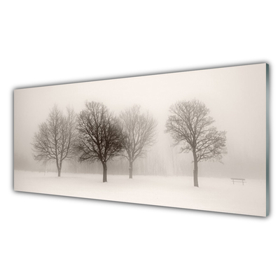 Glas foto Sneeuw bomen van het landschap
