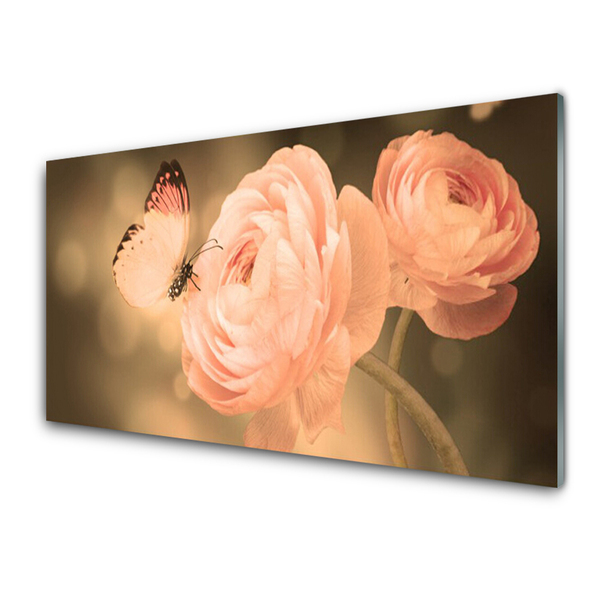 Glas foto Butterfly roses nature