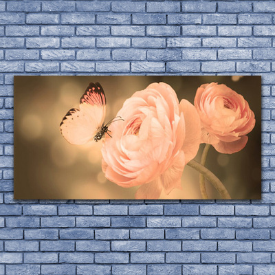 Glas foto Butterfly roses nature