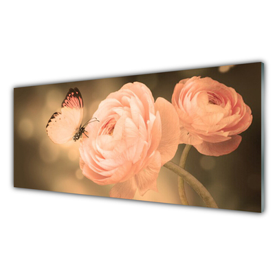 Glas foto Butterfly roses nature