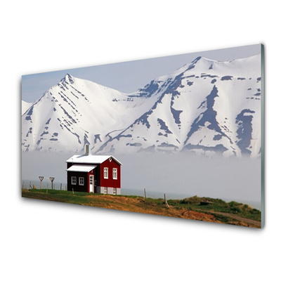 Glas foto Mountain home landschap sneeuw