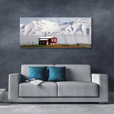 Glas foto Mountain home landschap sneeuw