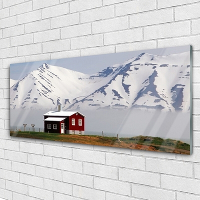 Glas foto Mountain home landschap sneeuw