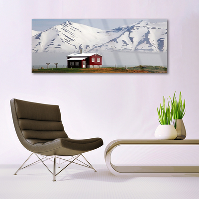 Glas foto Mountain home landschap sneeuw