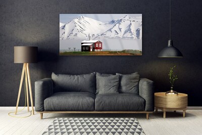 Glas foto Mountain home landschap sneeuw