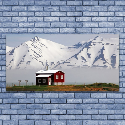 Glas foto Mountain home landschap sneeuw