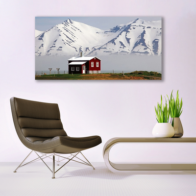 Glas foto Mountain home landschap sneeuw