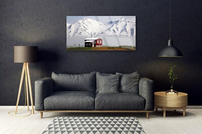 Glas foto Mountain home landschap sneeuw