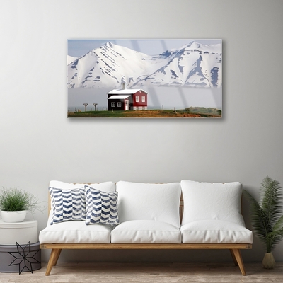 Glas foto Mountain home landschap sneeuw