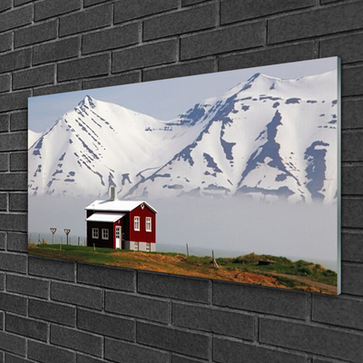 Glas foto Mountain home landschap sneeuw