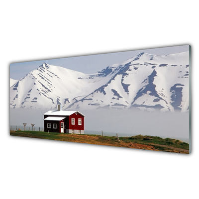 Glas foto Mountain home landschap sneeuw