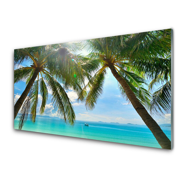 Glas foto Palm tree sea landscape