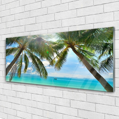 Glas foto Palm tree sea landscape