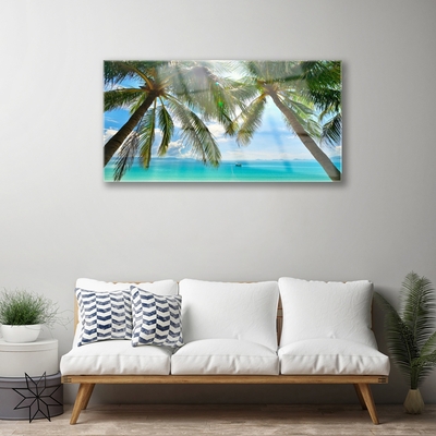 Glas foto Palm tree sea landscape