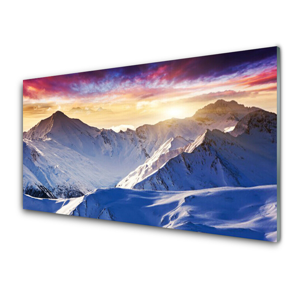 Glas foto Snow mountain landschap