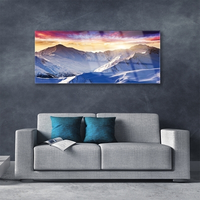 Glas foto Snow mountain landschap