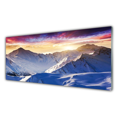 Glas foto Snow mountain landschap