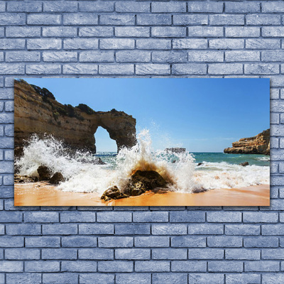 Glas foto Strand zee golven landschap