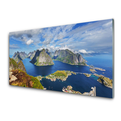 Glas foto Mountain landscape sea bay