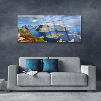 Glas foto Mountain landscape sea bay