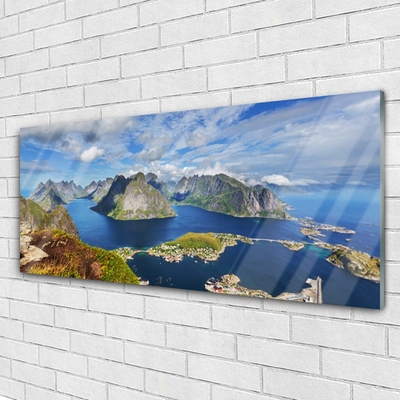 Glas foto Mountain landscape sea bay