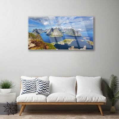 Glas foto Mountain landscape sea bay