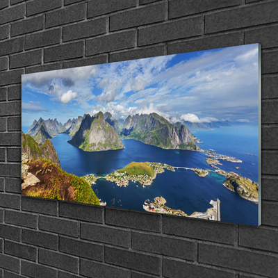 Glas foto Mountain landscape sea bay