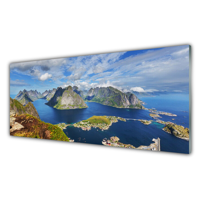 Glas foto Mountain landscape sea bay