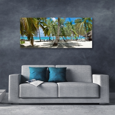 Glas foto Beach palm trees landscape