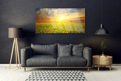 Glas foto Zon meadow zonnebloemen