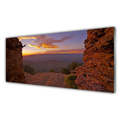 Glas foto Wolken landschap van de hemel rock